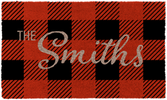 Personalized Checkered Christmas Doormat