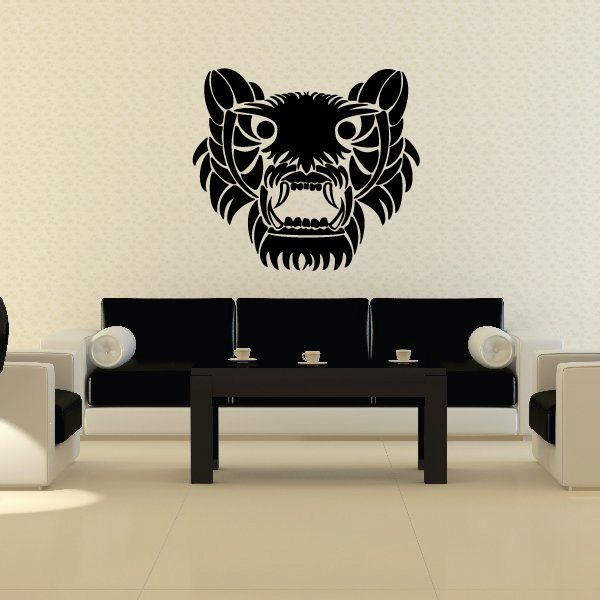 Tiger Face Tribal Vehicle Pinstripe Wall Decal - Vinyl Decal - Car Decal - MC84