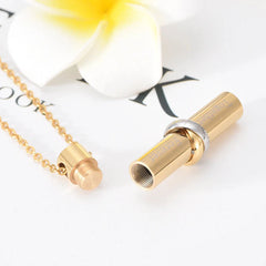 Cylinder Cremation Urn Necklace With Infinity Band Engraved "Together Forever In Loving Memory"