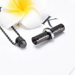 Cylinder Cremation Urn Necklace With Infinity Band Engraved "Together Forever In Loving Memory"