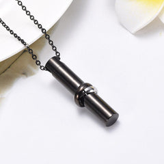 Cylinder Cremation Urn Necklace With Infinity Band Engraved "Together Forever In Loving Memory"