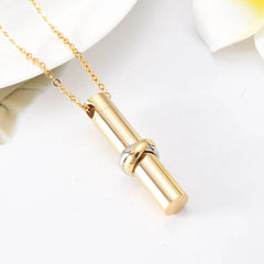Cylinder Cremation Urn Necklace With Infinity Band Engraved "Together Forever In Loving Memory"