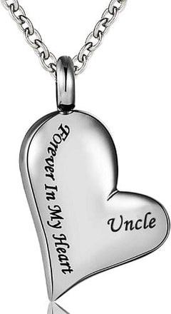 Heart Shaped Cremation Urn Necklace Engraved With "Forever In My Heart"