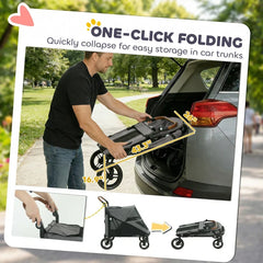 Dog Stroller for Large Dogs Up to 66 LBS with All-Terrain Spring Suspension, 8-Position Adjustable Handle
